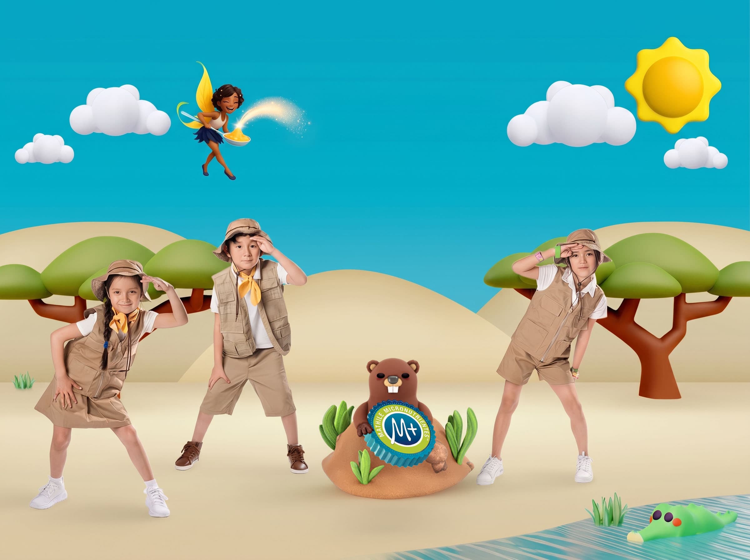Niños exploradores Chispuditos con La Cuchar-Hada y micronutrientes M+